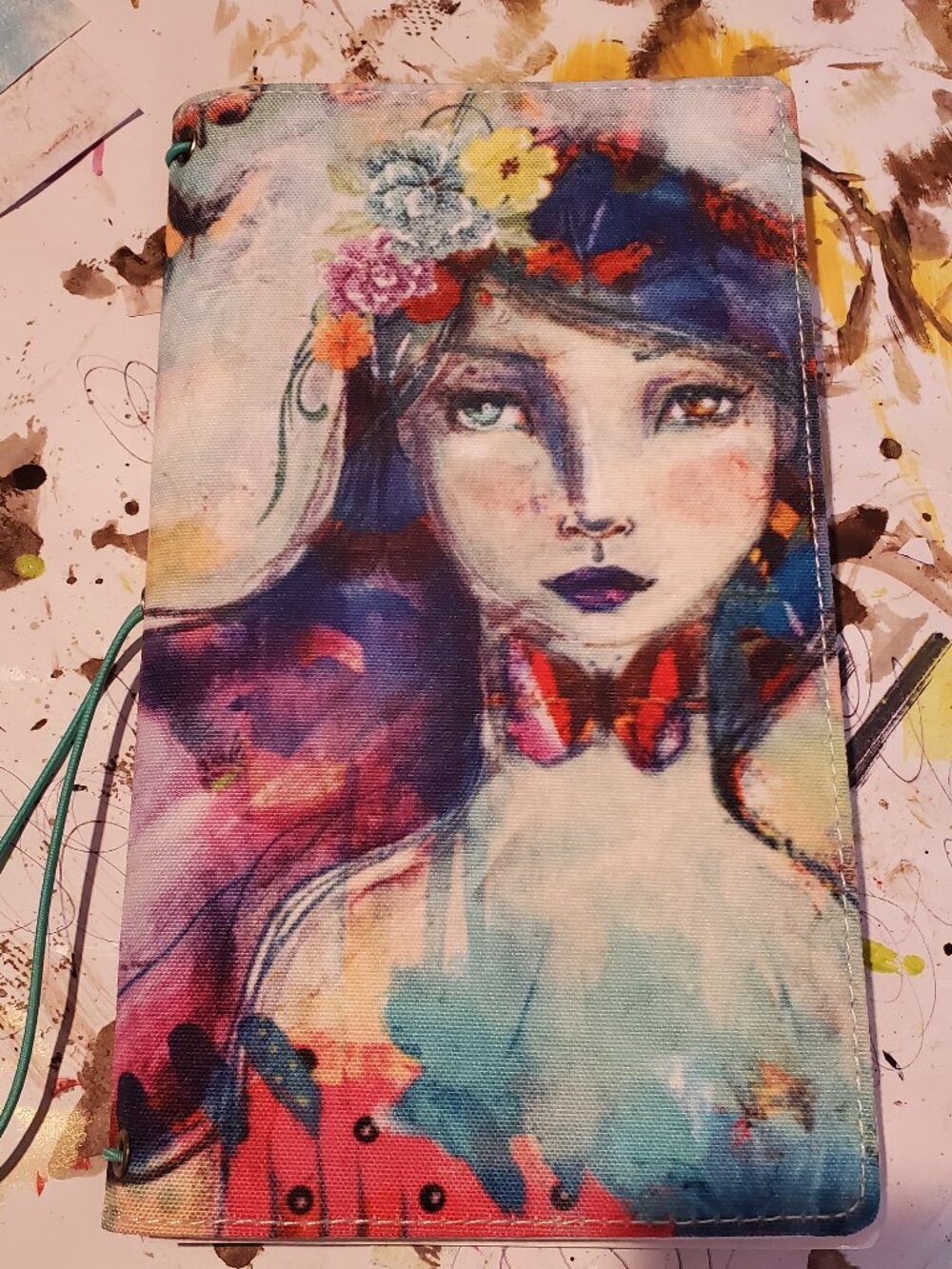 JANE DAVENPORT Butterfly Effect Canvas Cover Expanding Journal Elastic Closure